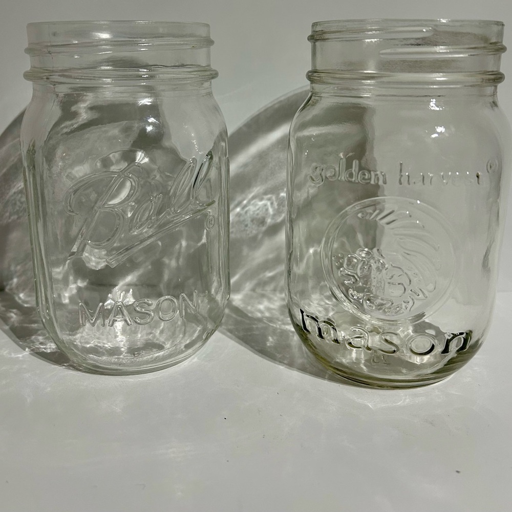 Golden Harvest Ball Mason Jar Lot Glass Measured Canning Drinking NO LIDS VTG